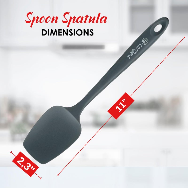 UpGood Silicone Spoon Spatula - 600ÂºF Heat-Resistant Non-Stick Rubber Spoonula | Use as Silicone Kitchen Scraper Utensil - Baking and Cooking Strong Stainless Steel Core | UpGood Kitchen Utensils, (Grey) - Image 2
